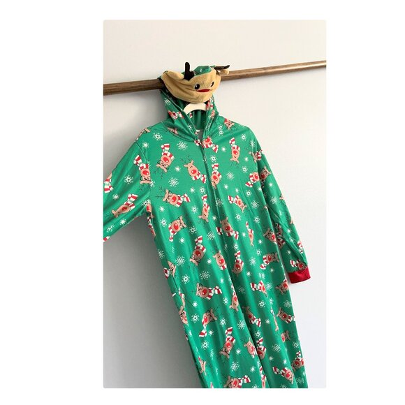 Matching Family Pajamas Reindeer Antler Zipper Onesie GREEN SZ S / MOM - Picture 5 of 11